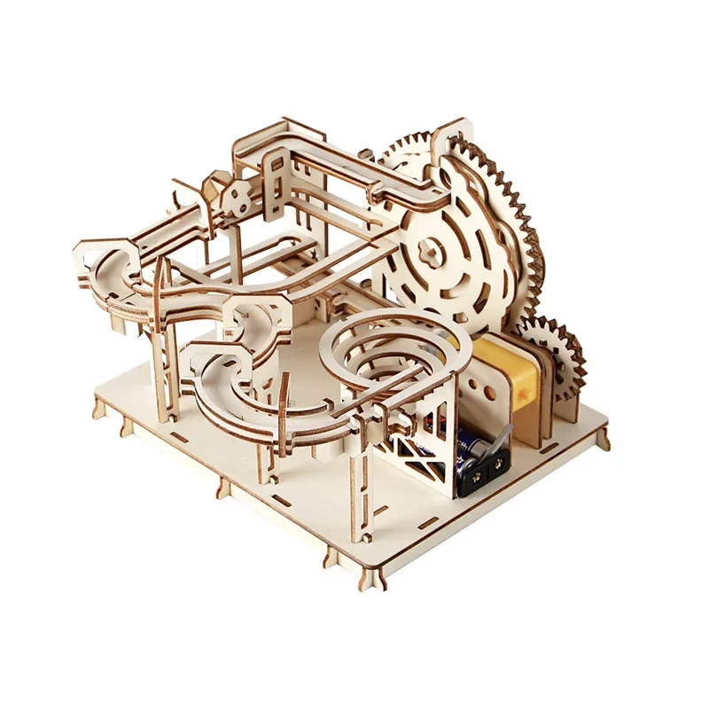 3d Eletric Marble Run Wooden Puzzles Kits Montessori Educational Mechanical Balls Track Builiding Blocks Set for Adults Children