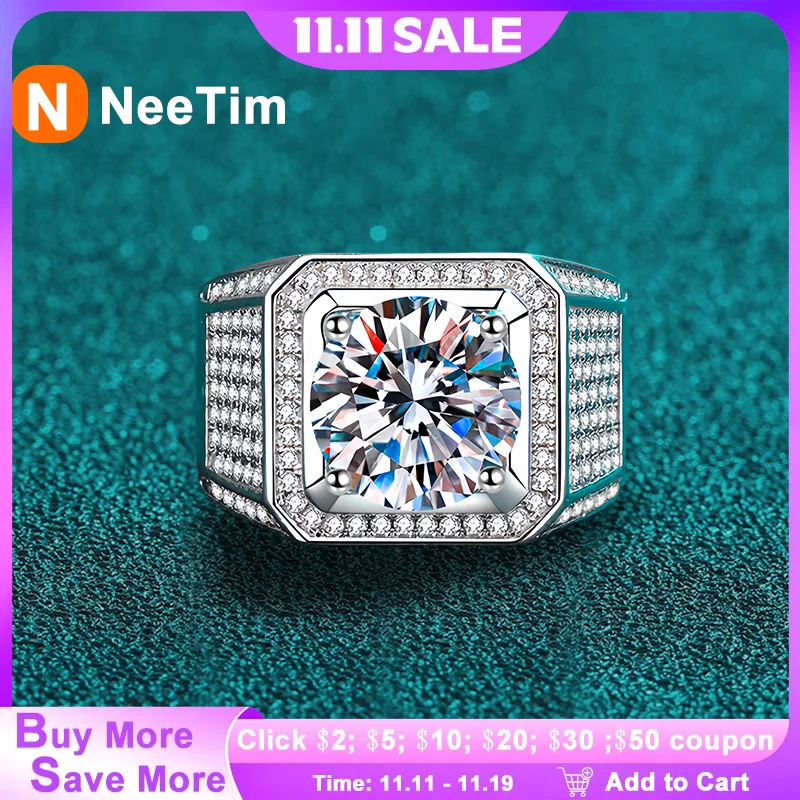 

Мужское обручальное кольцо NeeTim из серебра 925 пробы с покрытием из белого золота, 10 цветов