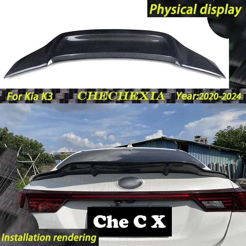 For Kia K3 Cerato Forte Sport GT 2019 -2024 Carbon Fiber FRP Rear Trunk Lid Car Spoiler Wings Exterior Tuning Accessories