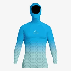 SPELISPOS Surfing Suit Hooded Men Diving T-Shirts Tight Long Sleeve Rash Guard Fit Swimwear UV Protection Beach Tops