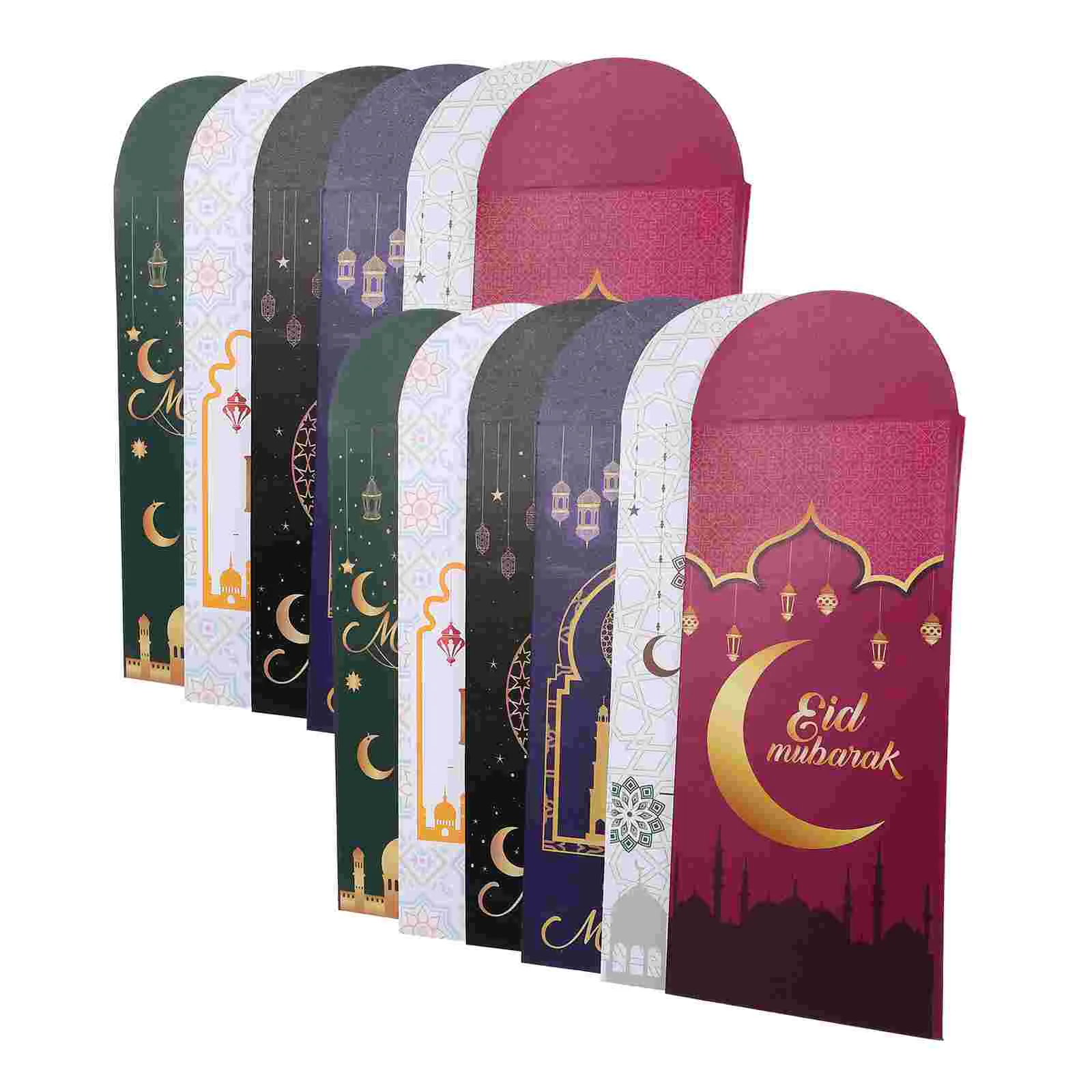 

12 Pcs Red Envelope Bag Gift Cash Holder Eid Mubarak Envelopes Muslim Thanks Cards Paper Graduation Party Filler for Blessing