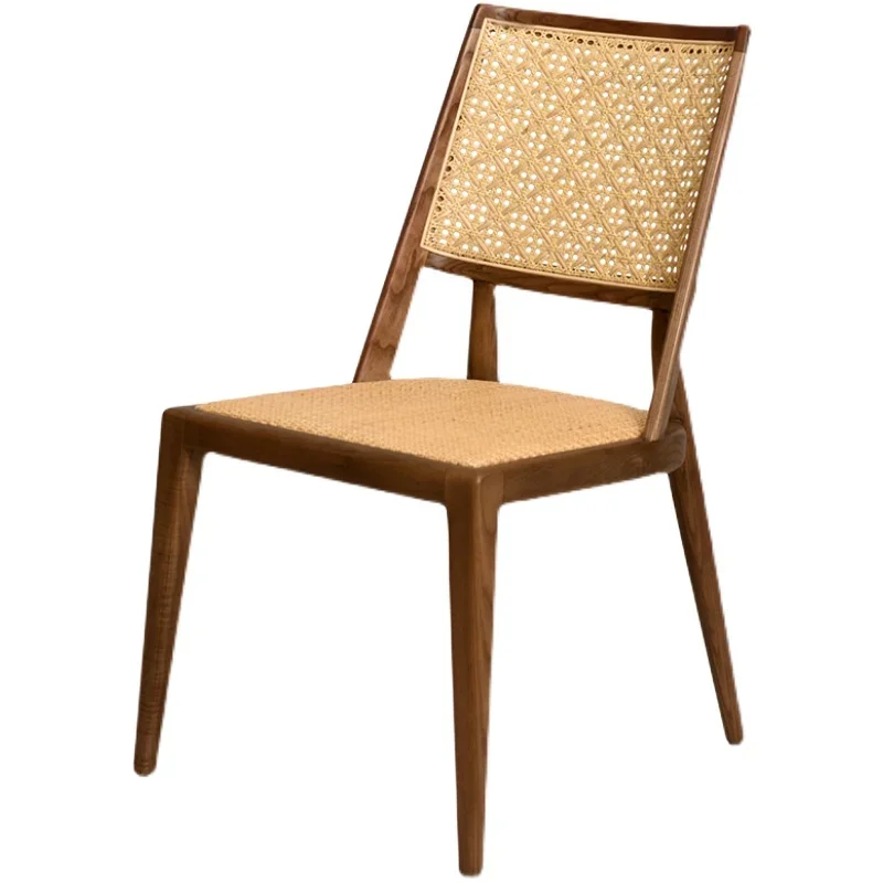 

Japanese style solid wood dining chairs, retro and creative single person rattan chairs, restaurants, hotels, leisure backchairs
