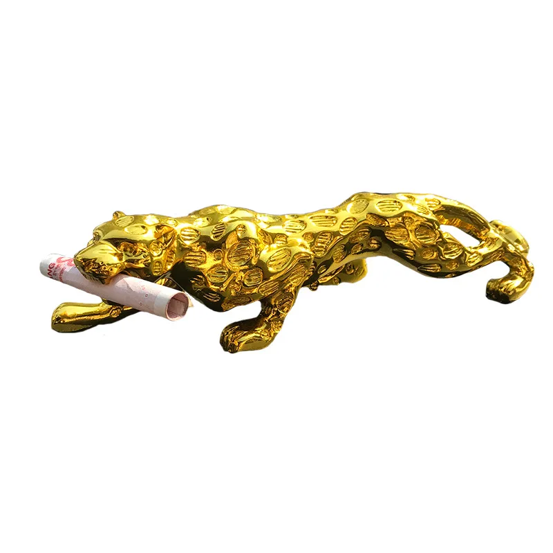 26cm Creative Car Decoration Money Leopard Decoration Car Interior Decoration Animal Ornaments Resin Crafts Home Decor