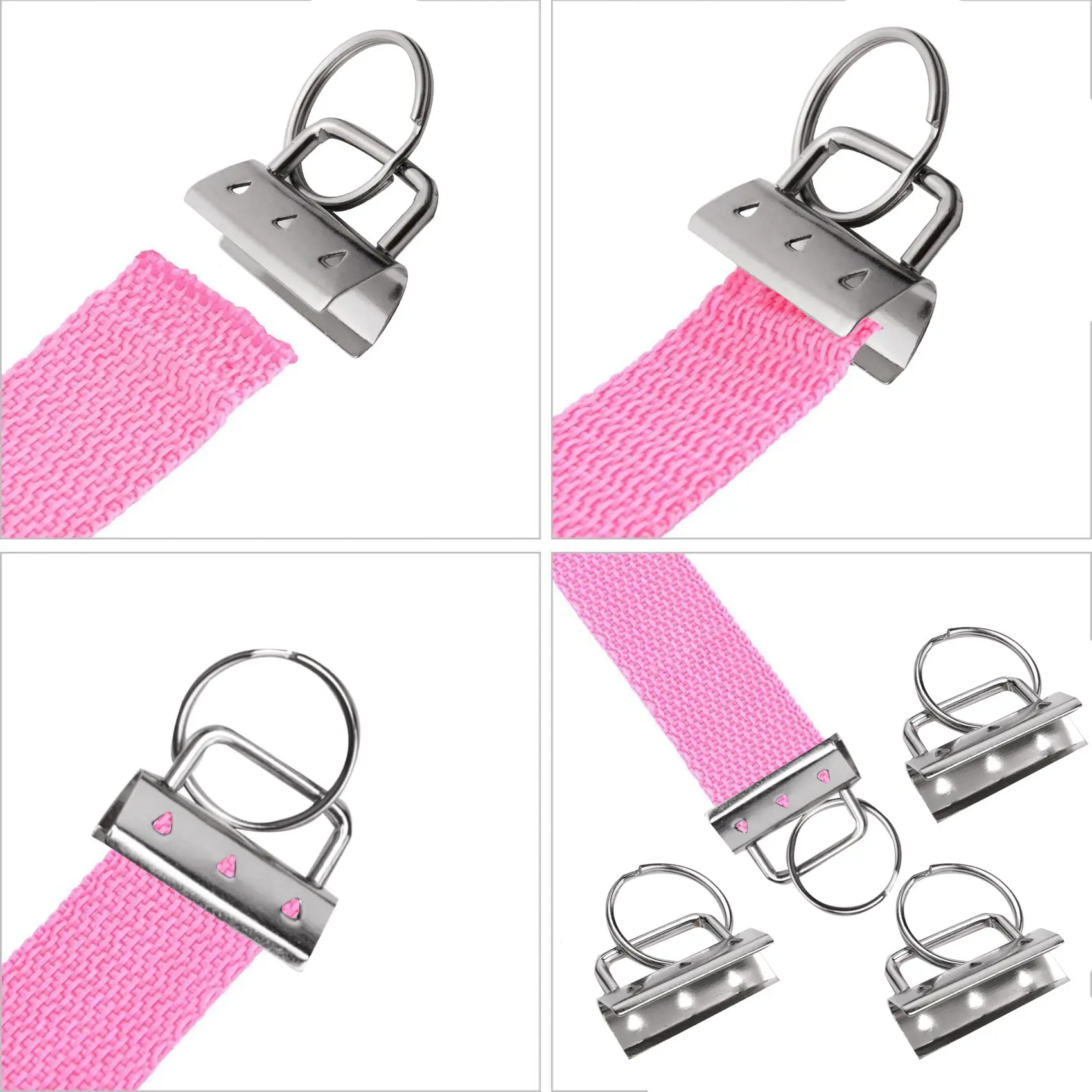 A32HOT-50Pcs Key Fob Hardware With Split Rings Set Tail Clips For Wristlet Clamp Lanyard Keychain DIY Tool With Ring
