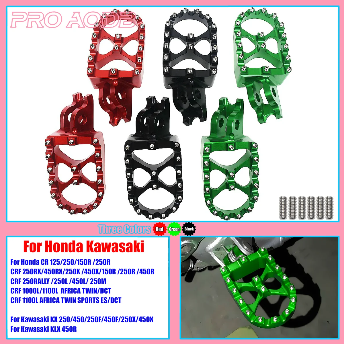 

Motorcycle CNC FootRest Footpegs Foot Pegs Pedals For HONDA CR 125 250 CRF150R 250R 2002-2023 For Kawasaki KX250F 450F 2006-2022