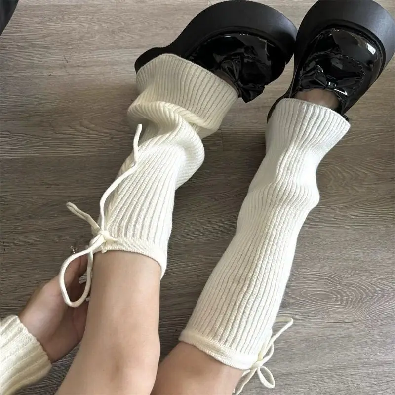 Lolita Beinwärmer Niedliche Bandage Schleife Süße Mädchen Gamaschen Lange Socken Gestrickte Fußabdeckung Kniestrümpfe Frauen Beinwärmer Strümpfe