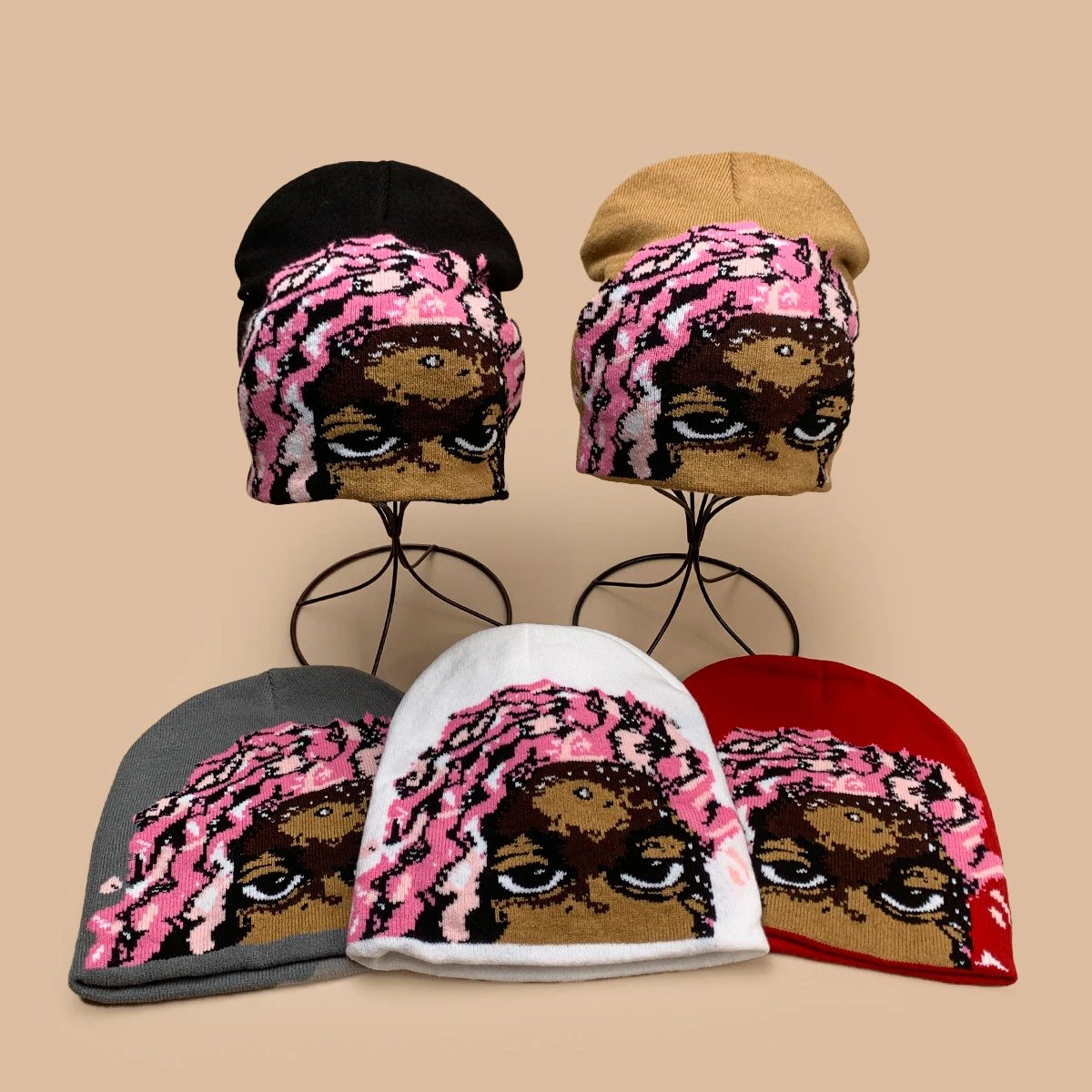 Cartoon Hip-hop Jacquard Bug Knitted Hats Personal New Men Women Warm Street Versatile Color Block Fashion Casual Retro Beanies