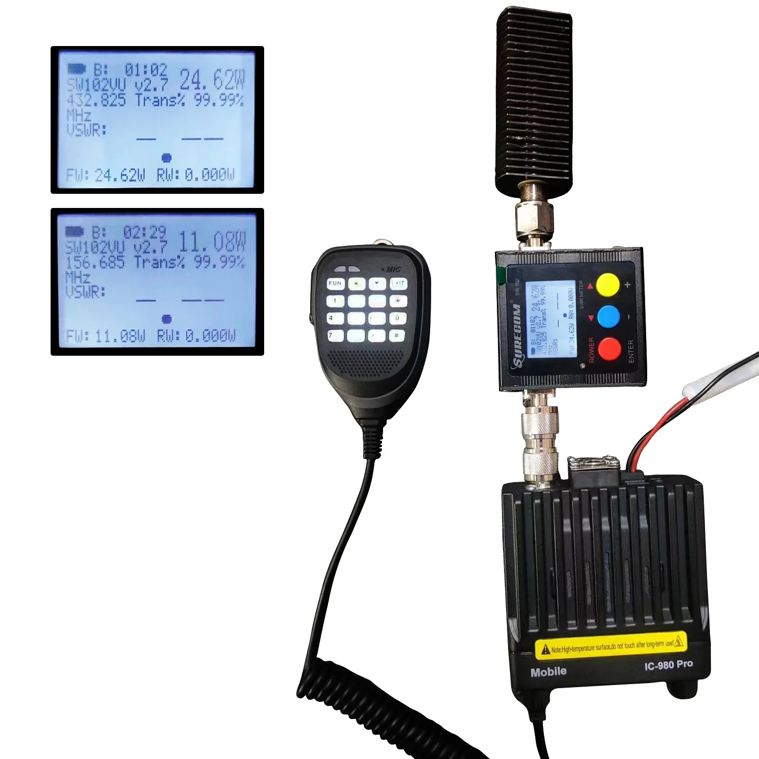 Anysecu جهاز اتصال لاسلكي IC-980Pro/FT-6000plus VHF UHF ثنائي النطاق ثنائي 25 واط 200 قناة للحد من الضوضاء راديو FM صغير Vox تشويش إذاعي المحمول