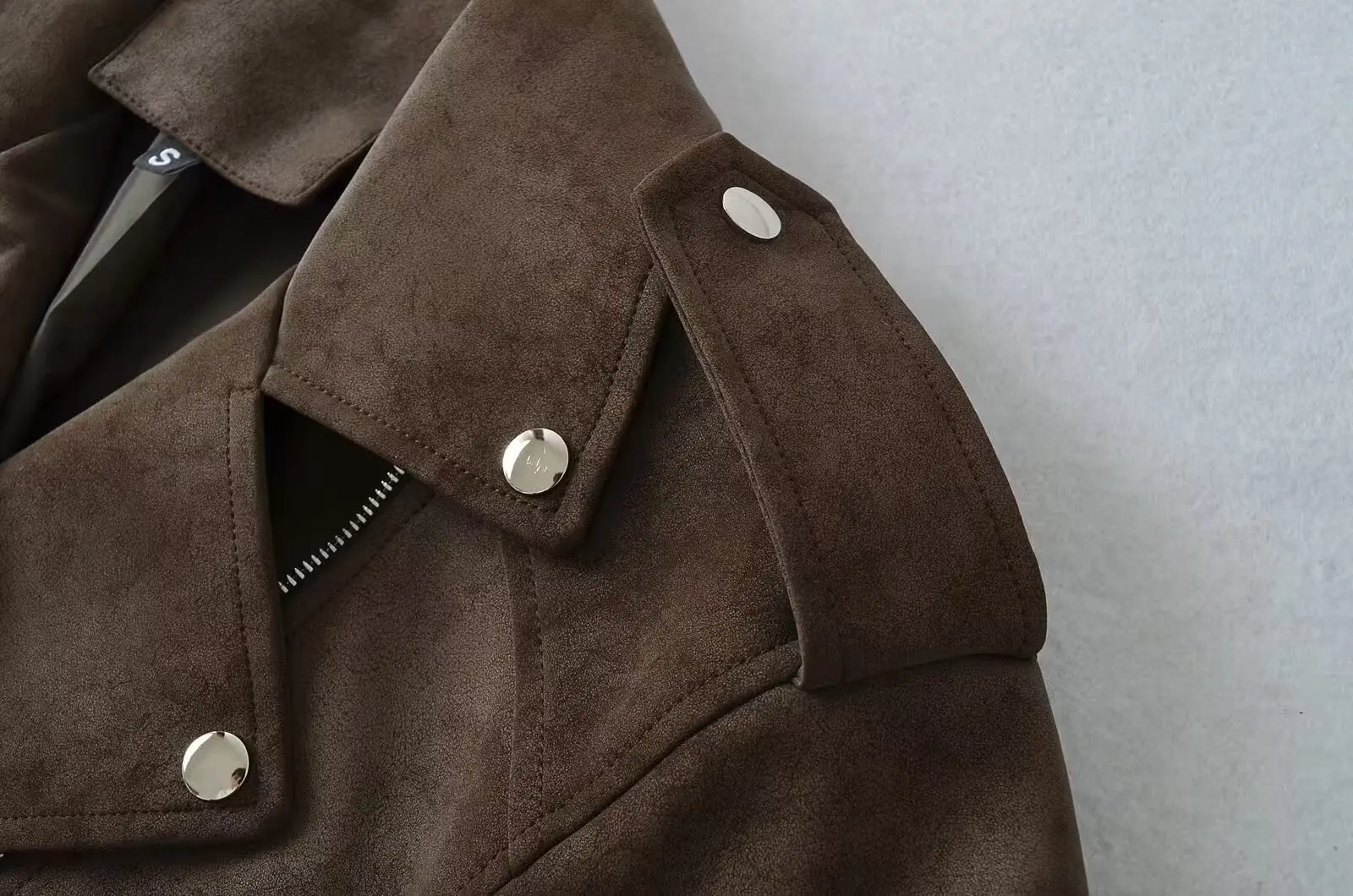 Spring Women's Brown Suede Short Jacket Loose Lapel Zipper Long Sleeve Motorcycle Coat Female Hot New Lady High Street Outwear