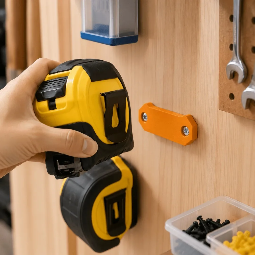 2pcs Wall-Mounted Tape Measure Holder, Sturdy Tape Measure Hook