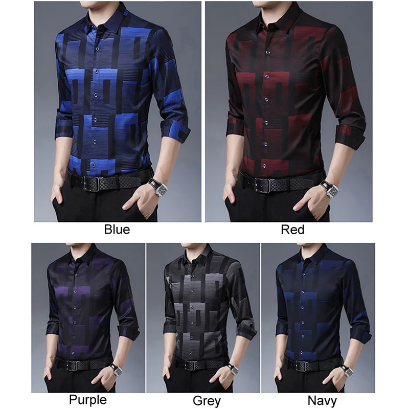 Fashion Brand Men's Shirt Long-sleeved Non-iron Business Professional Work Collared Clothing Casual Suit Button Up Tops