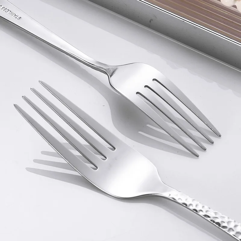 5pcs Hammered Pattern Stainless Steel Cutlery Sets Western Tableware for Restaurant Knife Fork Spoon Teaspoon Teafork Dinner Kit