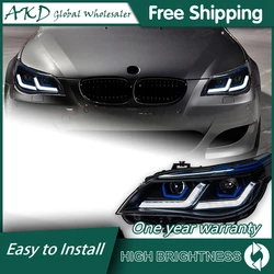 Car For BMW E60 2003-2010 Headlights DRL LED Bi Xenon Bulb Fog Lights Car Accessory 523i 530i Angel Eye Head Lamp