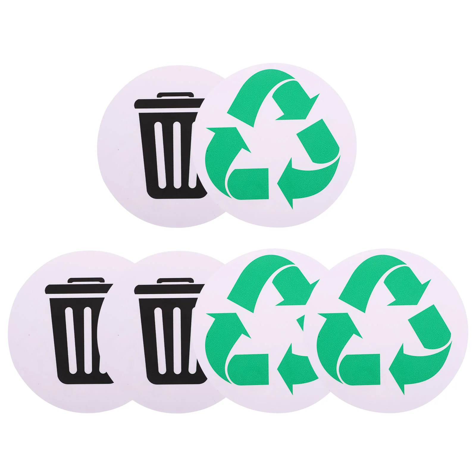 

6 Pcs Garbage Sorting Stickers Labels Round Waste Decals Trash Can Recycling PVC Container Bin Adhesive Reusable Home