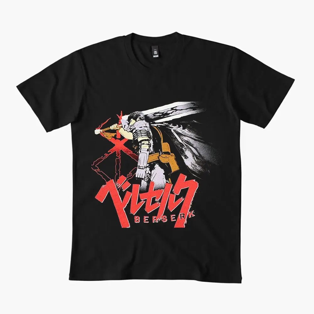 

0325 Guts Berserk Japanese Anime Gift t shirt 100% cotton print clothing Swordsman Manga Graphic Tee Y2K clothes Large size Tops
