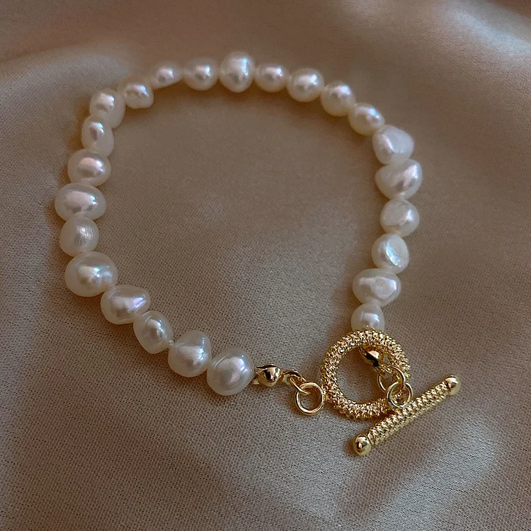 Promotion Natural Baroque Freshwater Pearl Simple Design 14K Gold Filled Female Jewelry Sets For Women Necklace Bracelet