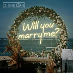 Will You Marry Me White Neon Sign LED USB Wall Decoration for Wedding Party Valentine'S Day Home Bar Proposals Romantic Settings