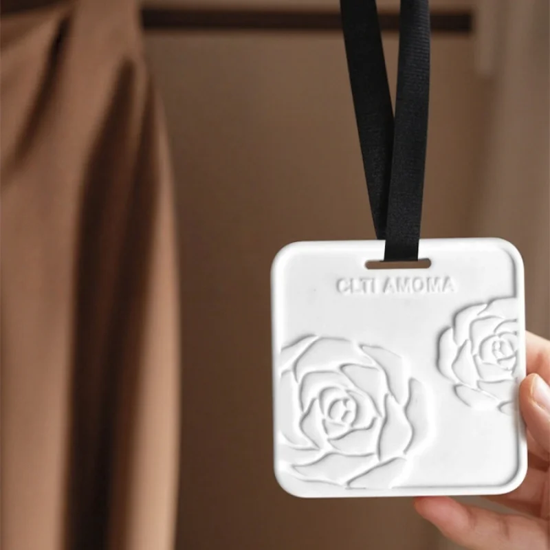 1pc Plaster Aromatherapy Hanging pendant Car Home Bathroom Bedroom Wardrobe Rose Pattern Long-lasting Fresh Freesia Scent