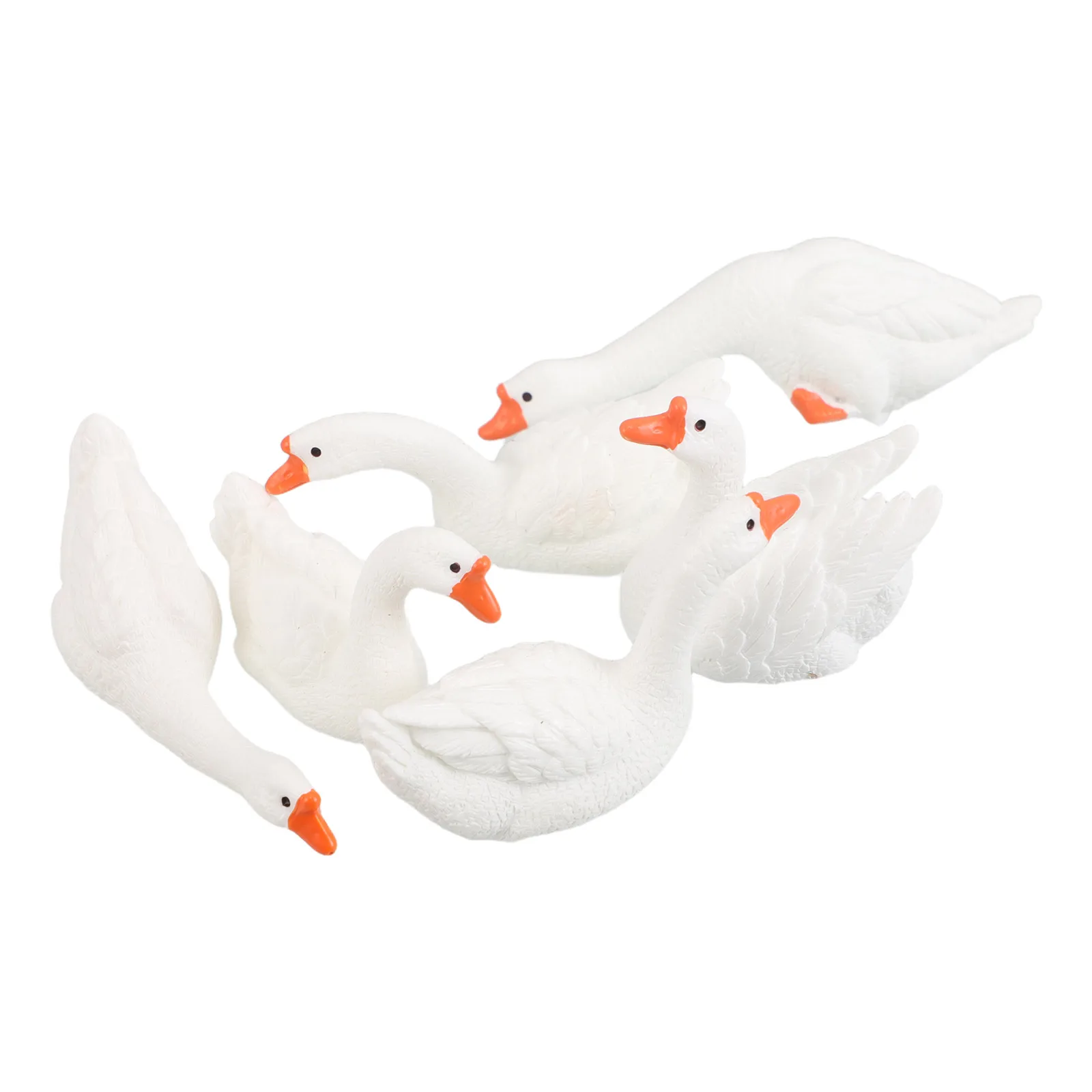 

6pcs White Swan Decorative Ornaments Mini Resin Ducks Sculpture Figurine Garden Bonsai Office Patios Balconies Durable