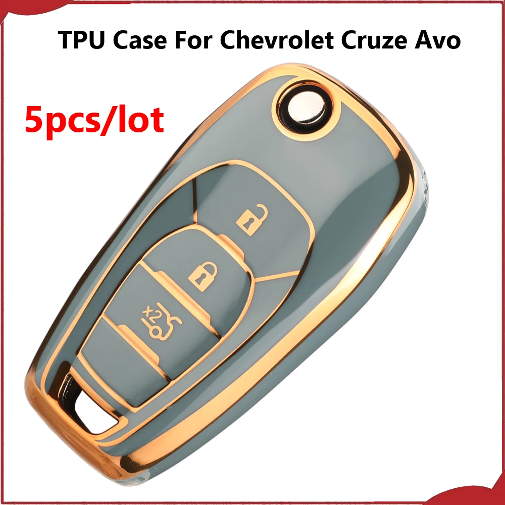Jingyuqin New 5pcs 3 Buttons Smart High Quality Soft Smooth TPU Car Folding Key Case Fob For Chevrolet Cruze Avo 2014-2020