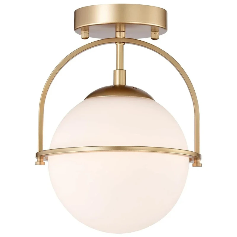 France Golden Glass Spherical Ceiling Light Bedroom Living Room Study Bar Counter Minimalist Household Goods Indoor Chandelier