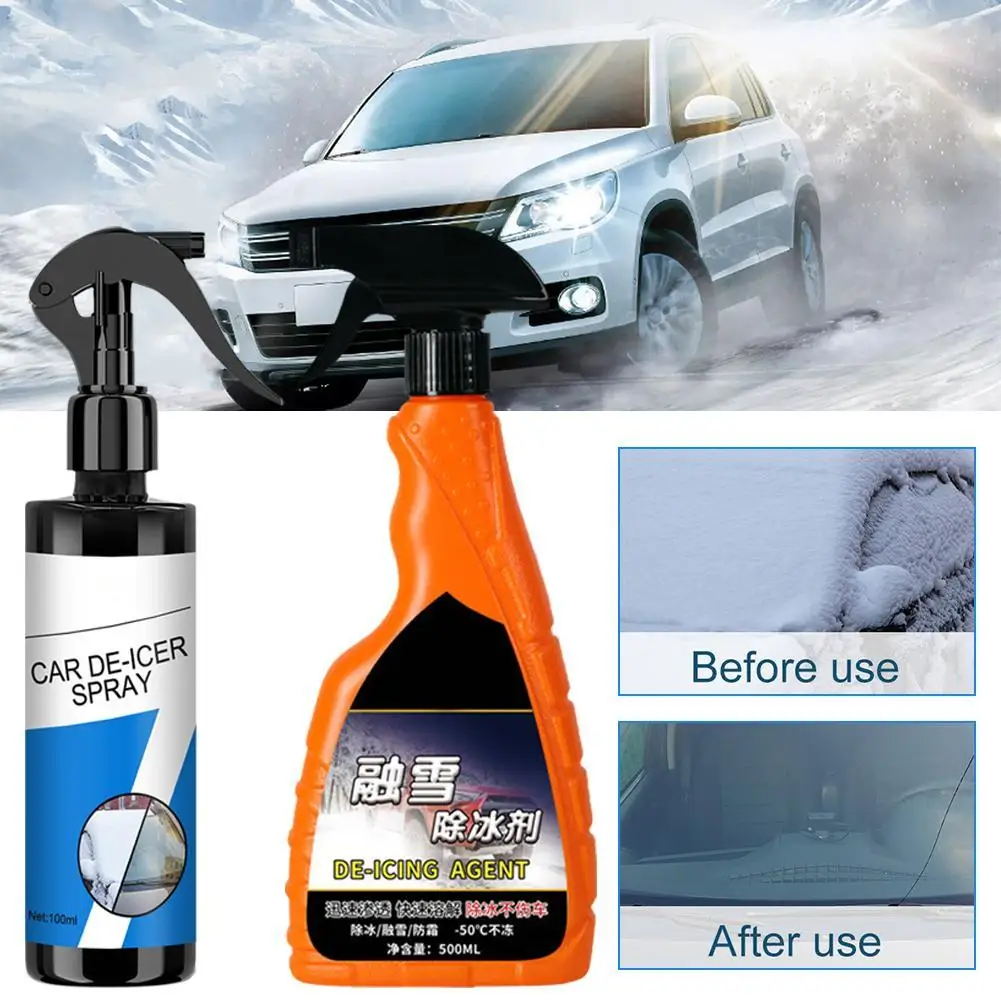 100ml/500ml Deicing Spray For Car Winter Snow Removal Windshield Anti Frost Universal Multi-Purpose Door Ice Melting Cleaner