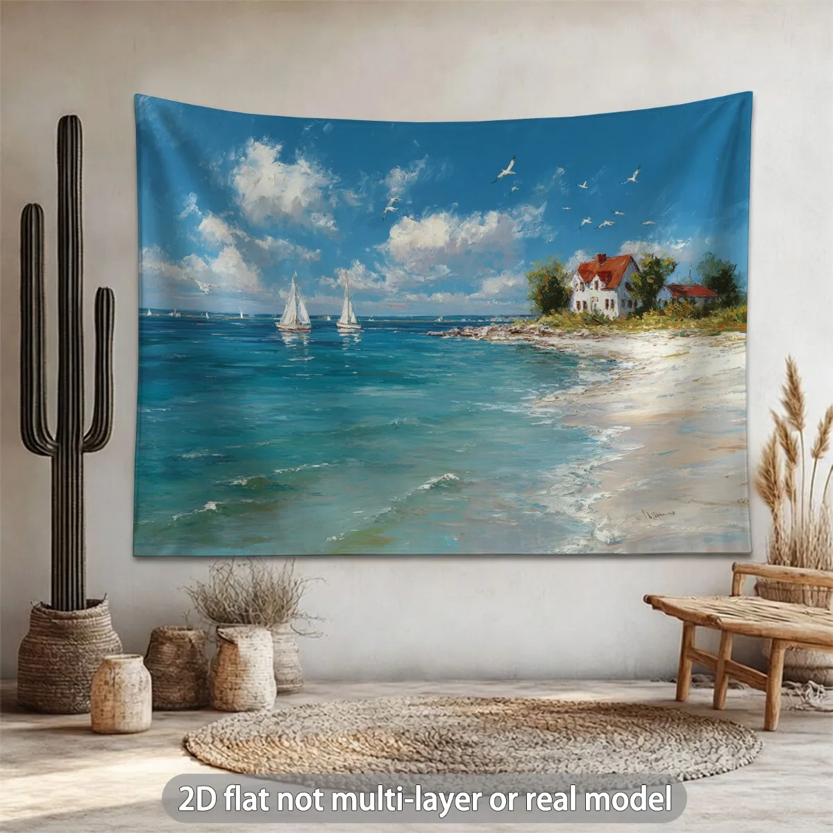 Stunning Coastal Ocean Beach Landscape Tapestry Wall Hanging Nautical Seaside Art Print for Bedroom Living Room Home Decor Decor