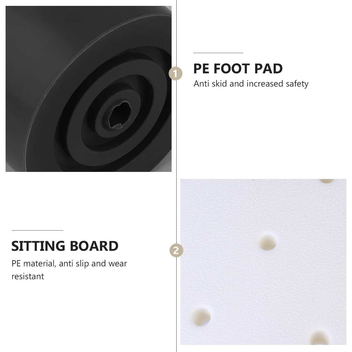 Sgabello da bagno ad altezza regolabile 41x22 cm Sedile in PE antiscivolo Anziani Adulti Disabili Sedia da doccia in gravidanza Lega di alluminio Robusto Stabile