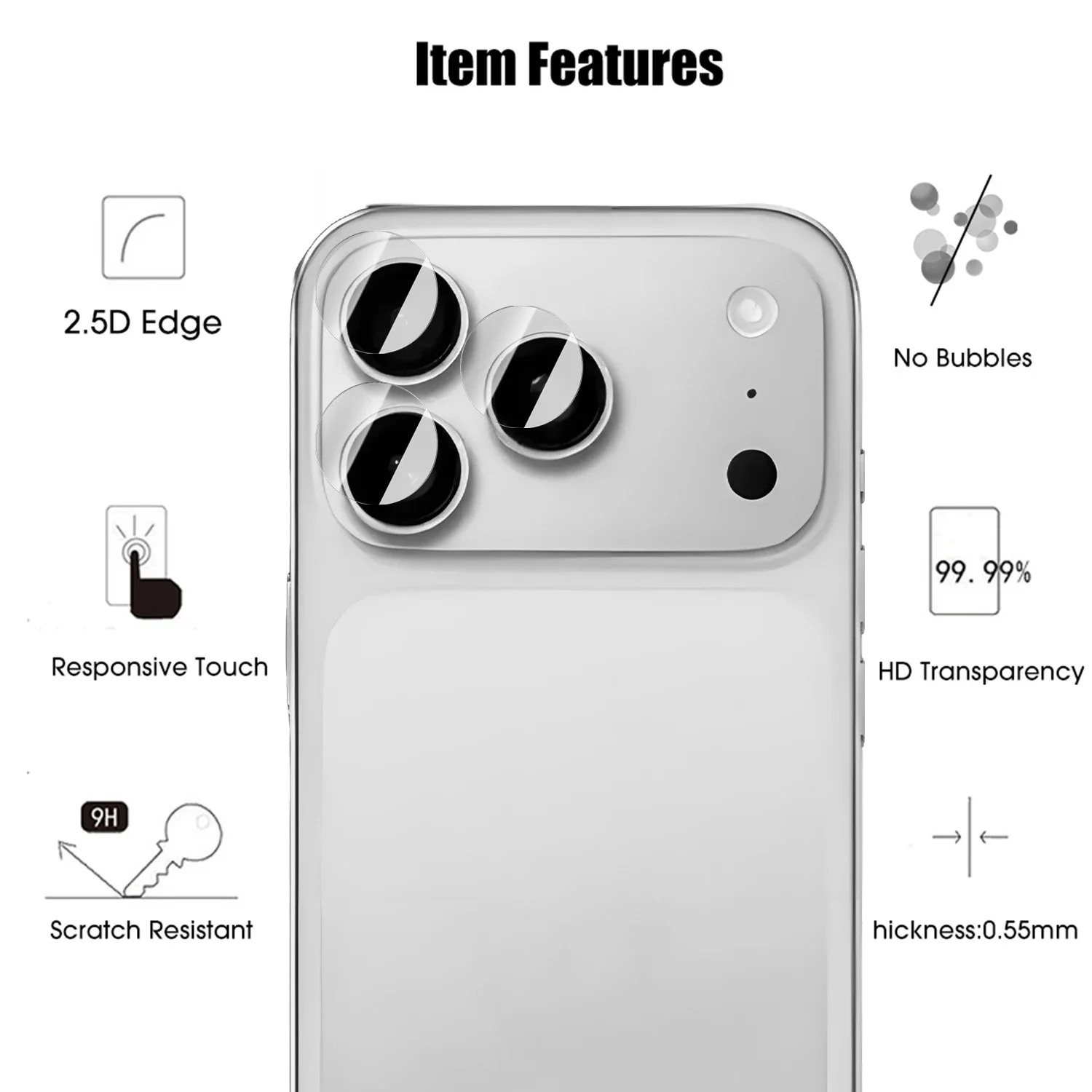 Verre de Protection d'objectif de caméra transparent pour iPhone 17 17Air 17Pro Max, Films de Protection en verre trempé 9H pour iPhone17 17PM