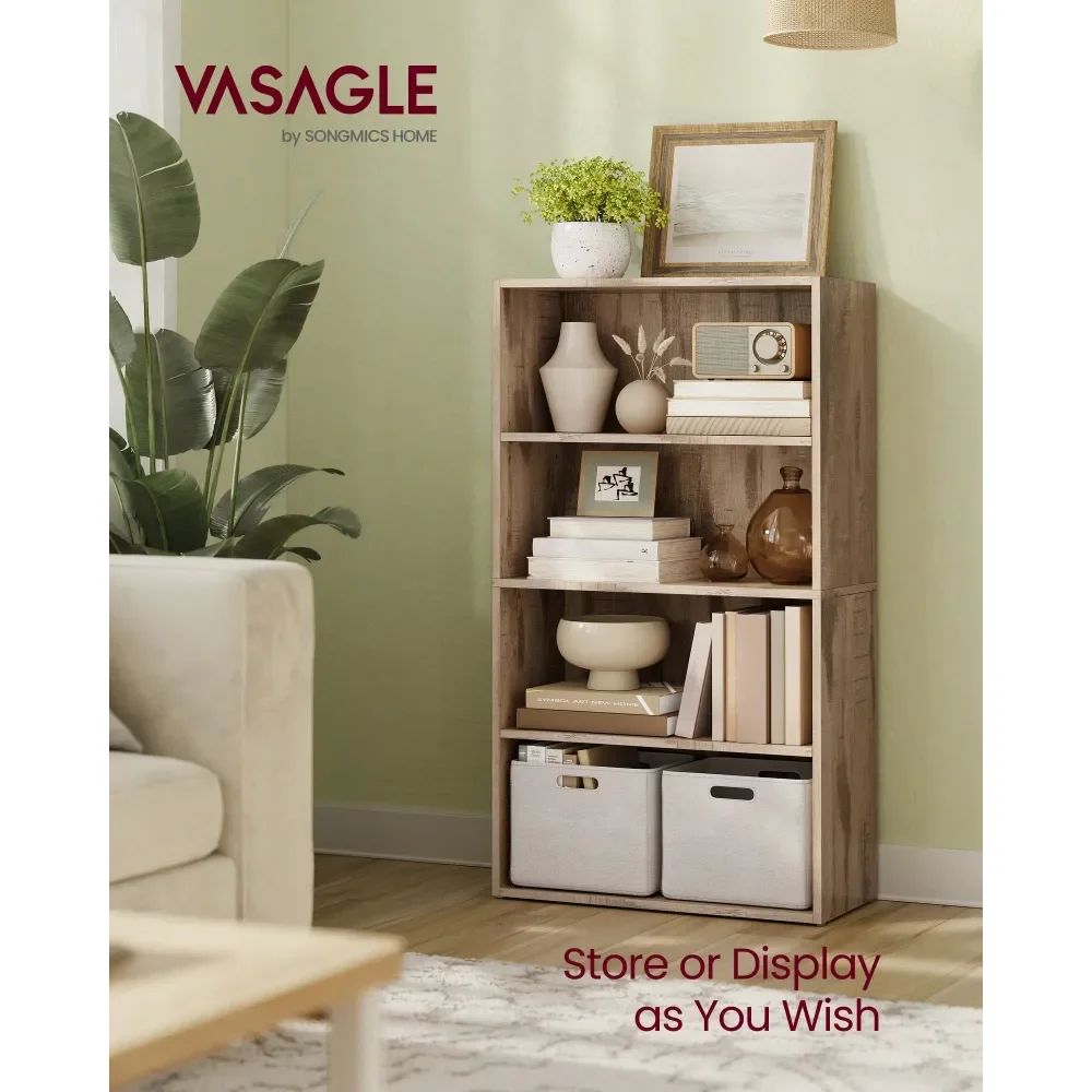 

4Tier Open Bookshelf, Adjustable Storage Shelves, Floor Standing Unit For Modern Home Organization