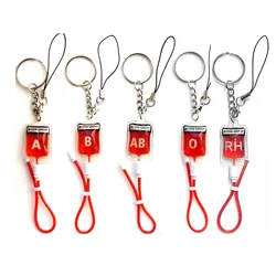 Wholesale plasma blood bags blood type keychains mobile phone pendants vampire decorations doctor keychains