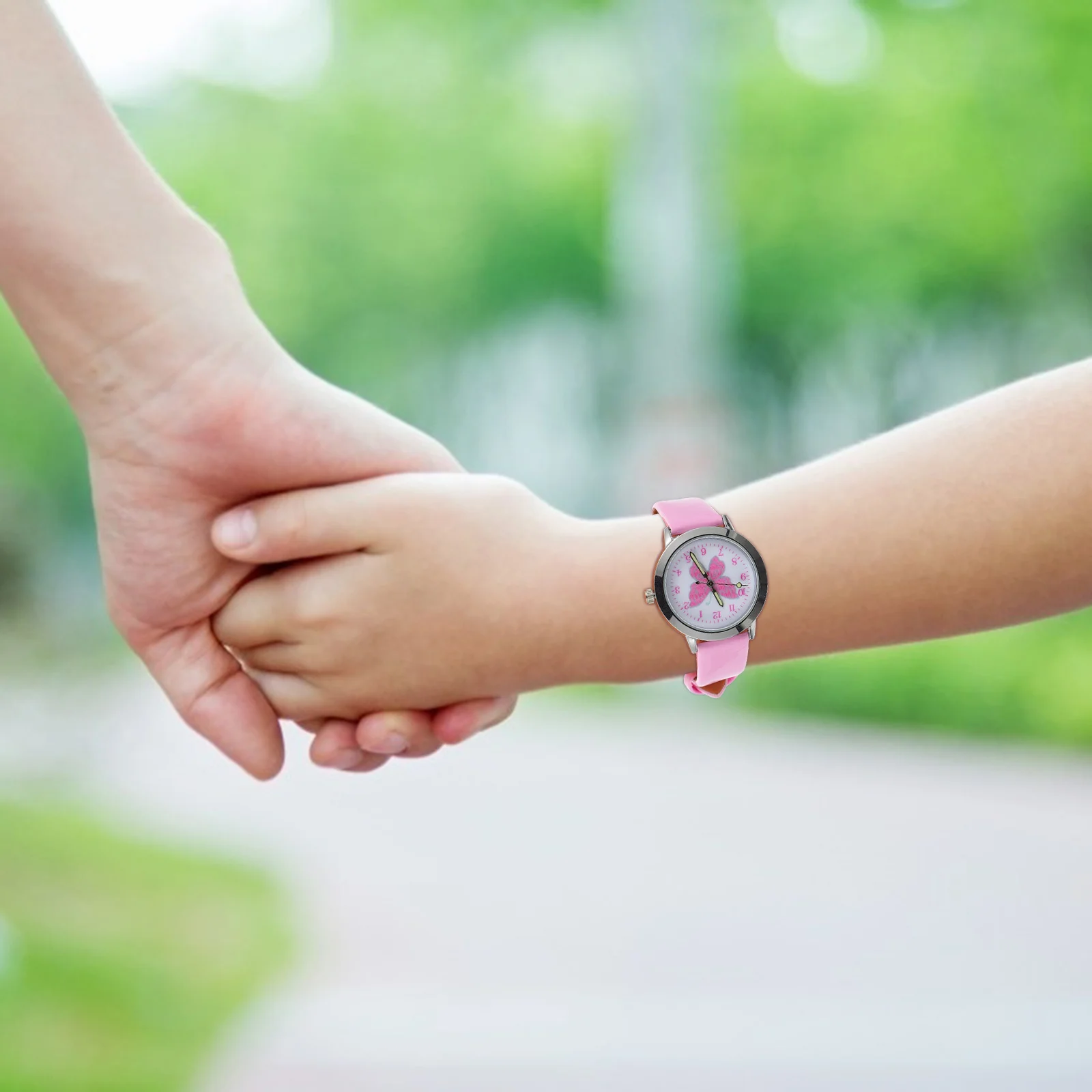 1 قطعة ساعة للفراشات المضيئة نمط الكرتون ساعة واضحة الطلب سبيكة حزام من البولي يوريثان هدية الوقت التعلم