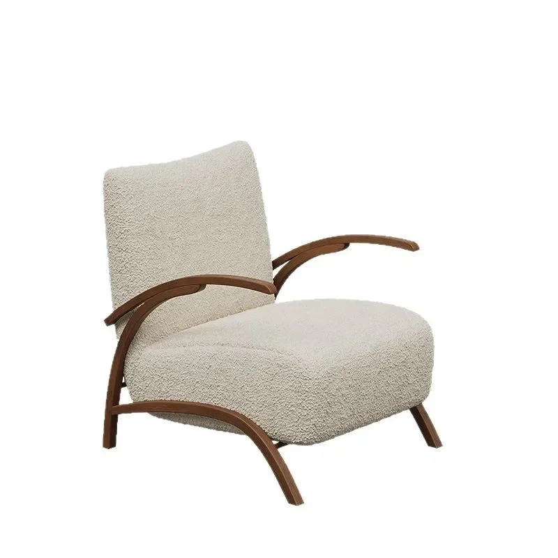 Medieval style reproduction, creative French retro cream style, lamb wool leisure chair, living room single sofa