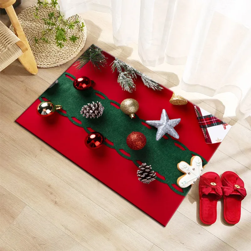 

Merry Christmas Festive Home Decoration Soft Warm Carpets for Living Room Bedroom Bedside Area Rugs Hallway Anti-Slip Floor Mats