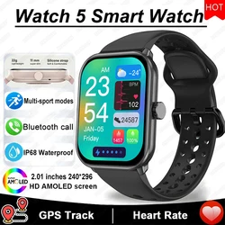 Watch 5 Smart Watch Men HD AMOLED Screen Fitness Tracker Heart Rate Bluetooth Call GPS Track Waterproof Sports SmartWatch Women
