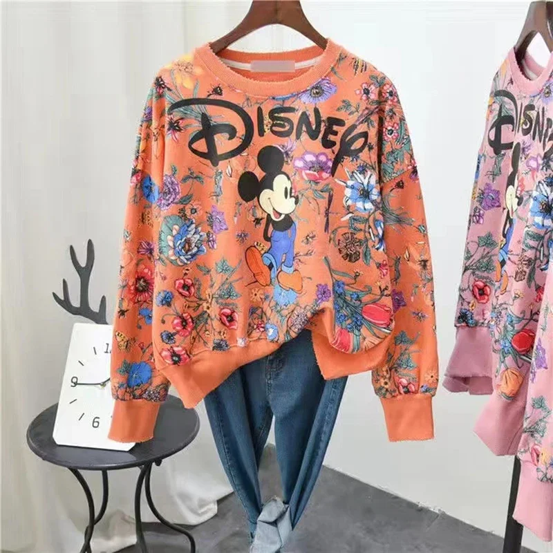 Disney Mickey Mouse Women Sweatshirts Cartoon Korean Style Spring Autumn Long Sleeve Tops Girl Clothes Harajuku Thin Lady Jacket