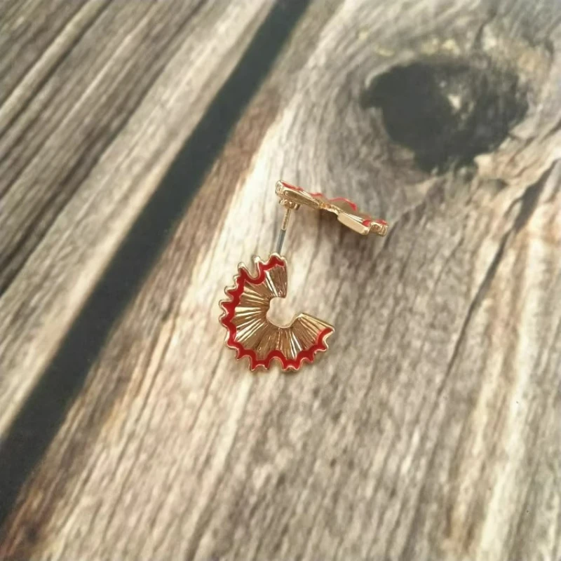 Creative Pencil Shaving Earrings, 3D Spiral Metal Studs, Unique Artisan Jewelry Wholesale