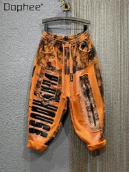 Pantalon Cargo Vintage à Jambes Larges pour Femme, Jean à Taille artificiel astique, Marque à la Mode, Hip-Hop, Printemps Automne 2023