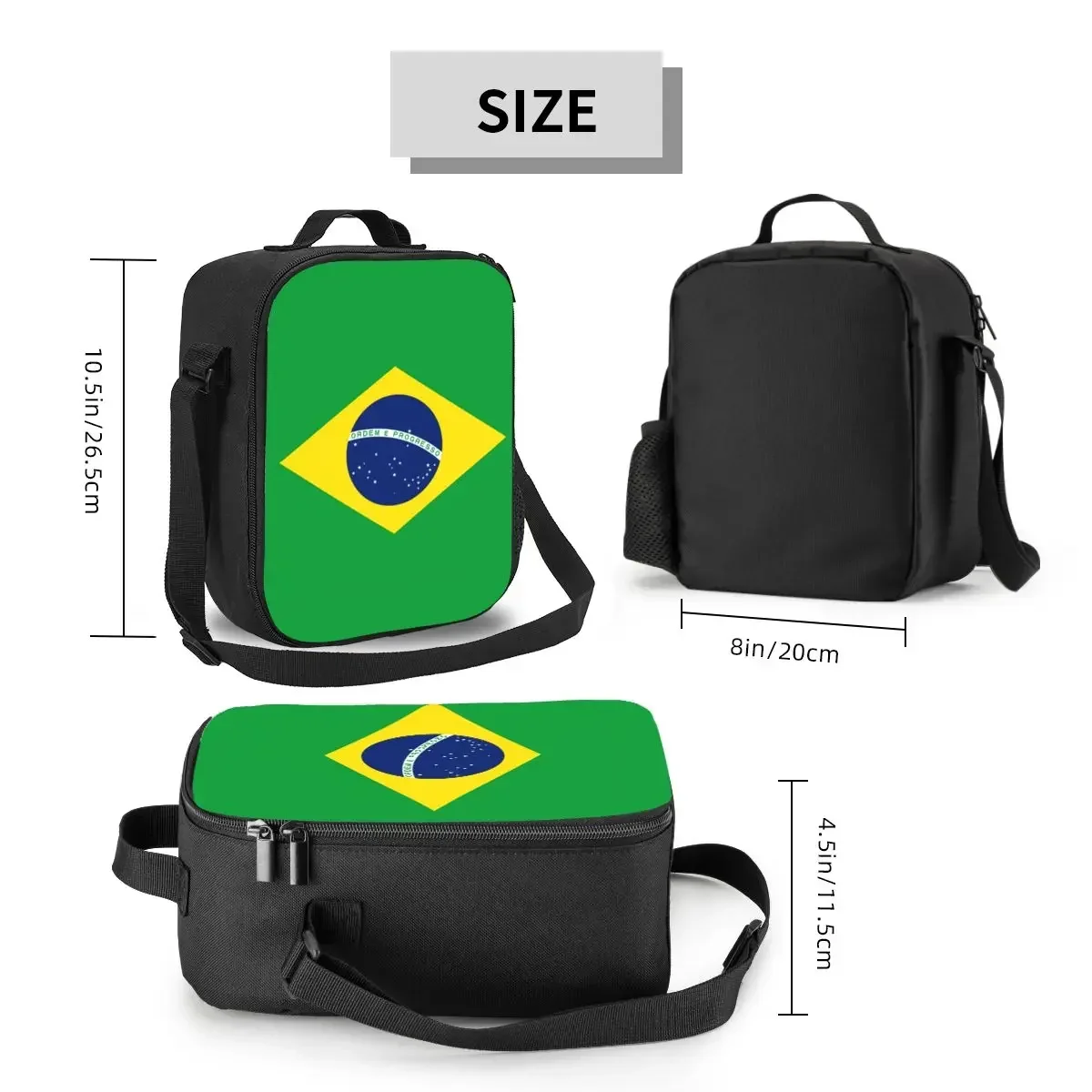 Fiambrera térmica reutilizable con bandera de Brasil para mujer y niño, bolsa de almuerzo aislada para acampar y viajar