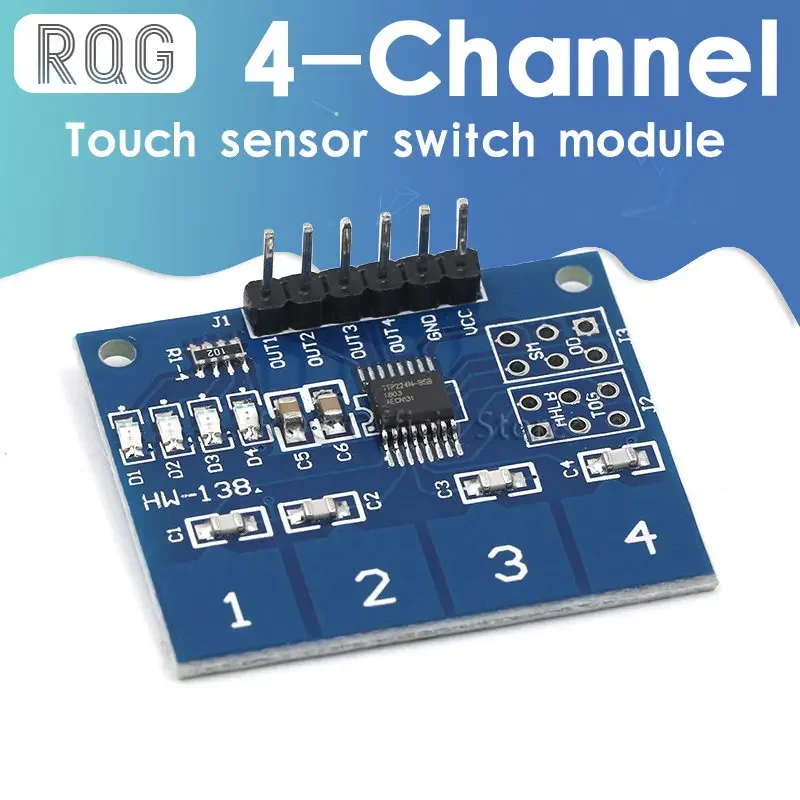 Новый 4-канальный цифровой сенсорный экран Сенсор емкостный сенсорный модуль коммутатора кнопка для TTP224