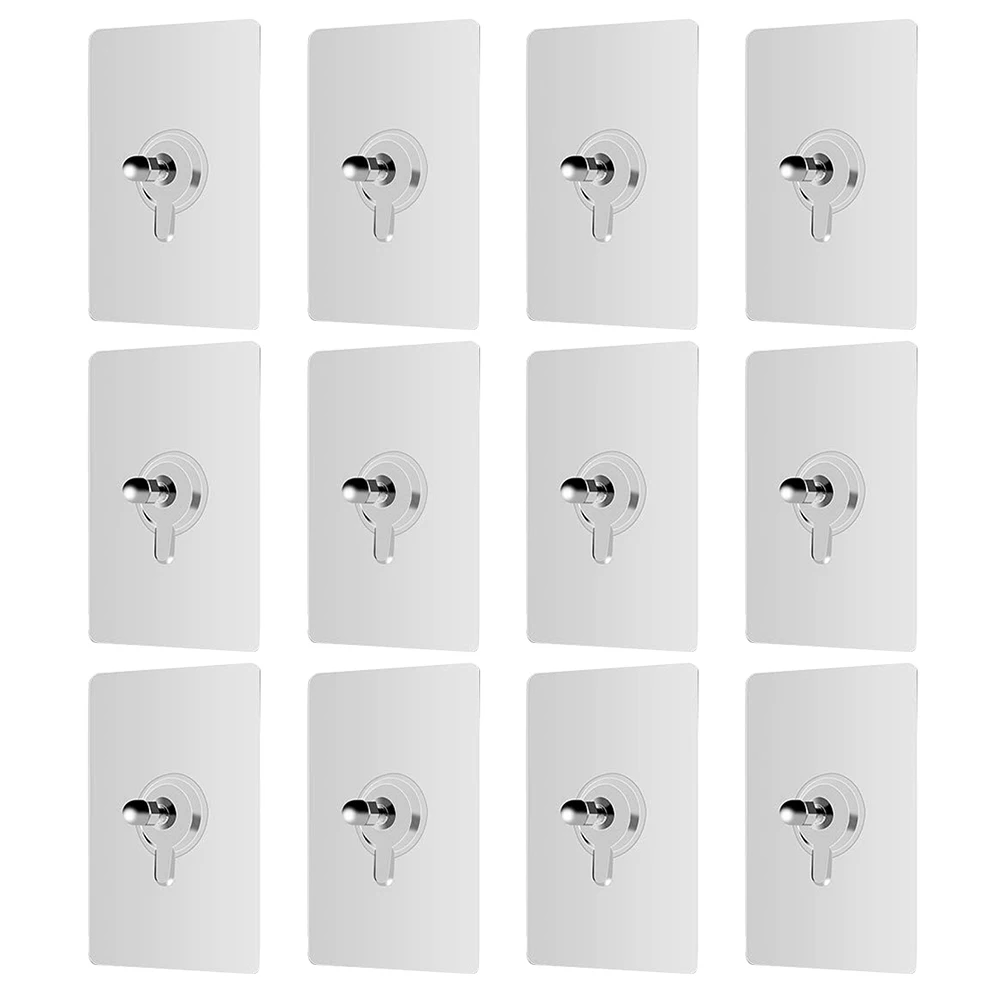 

12 Pcs Wall Hooks Sticky Mounts Non Trace Hangers Strong Viscosity Adhesive Screws Punch Ceramic Tile Glass Smooth