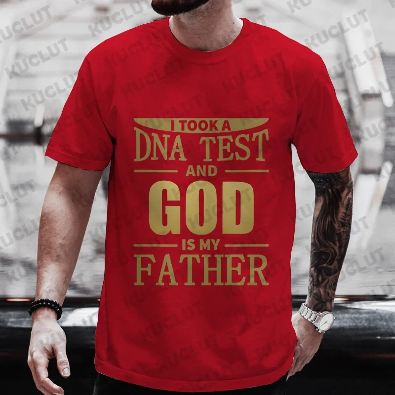 Camiseta cristã religiosa para homens, teste de DNA e Deus é meu pai, camisetas masculinas estampadas, cruz cristã, roupas de jesus