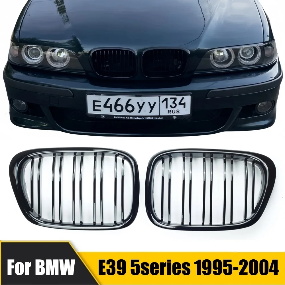 

Glossy Black Front Hood Kidney Grille Grill ABS Dual Line Compatible for BMW E39 5-Series 525 528 1995-2004 Front Bumper Grille