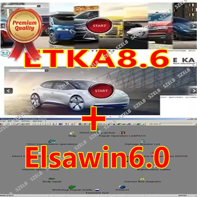 2025 أحدث Etka 8.6 + elsawin6.0 مجموعة برامج إصلاح السيارات كتالوج الأجزاء الإلكترونية لـ A-udi لـ V-W SE/AT+SKO/DA