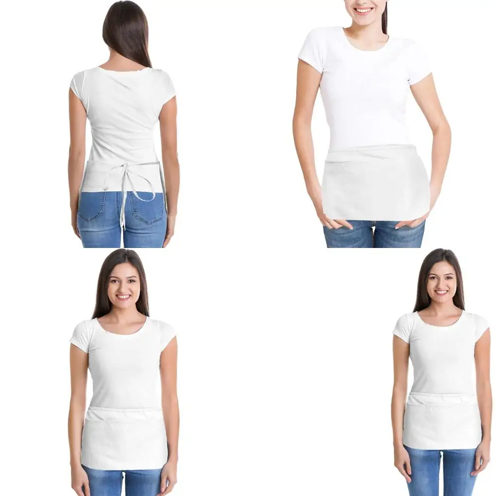 

Polyester-Cotton Blended Waist Aprons, 10-Pack White, Suitable for Commercial and Home Kitchens