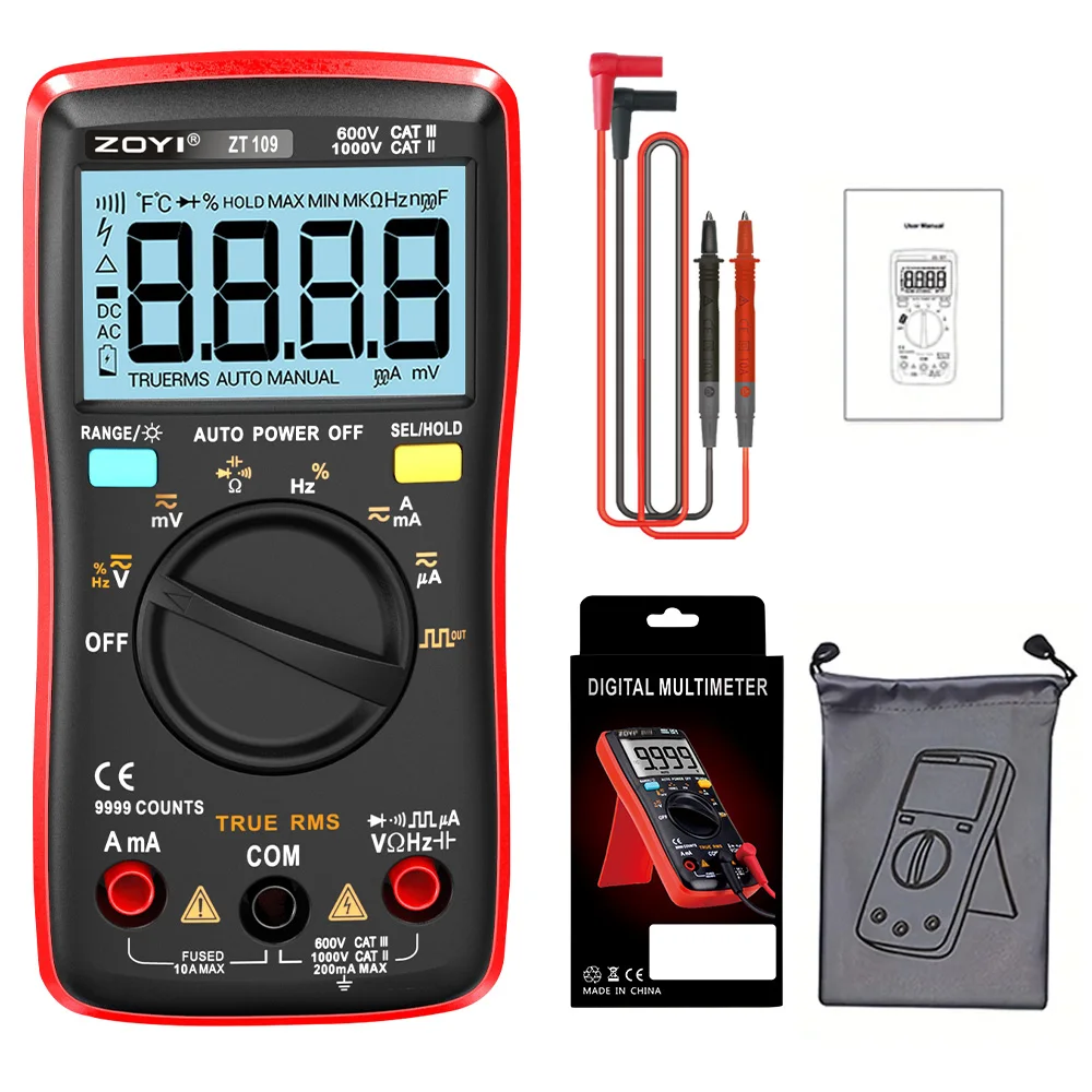 Digital Multimeter True-RMS Transistor Capacitor Tester Automotive Electrical Capacitance Meter with Temperature Diode Function