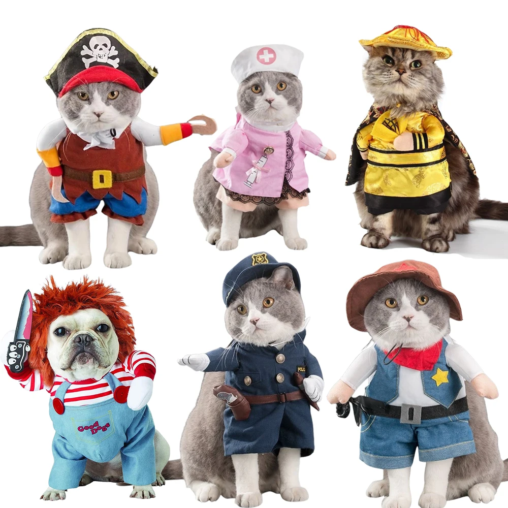 Halloween Dog Costumes Funny Dog Clothes Adjustable Pet Cat Cosplay Costume Sets Novelty Clothing For Medium Large Dogs Pug 2023