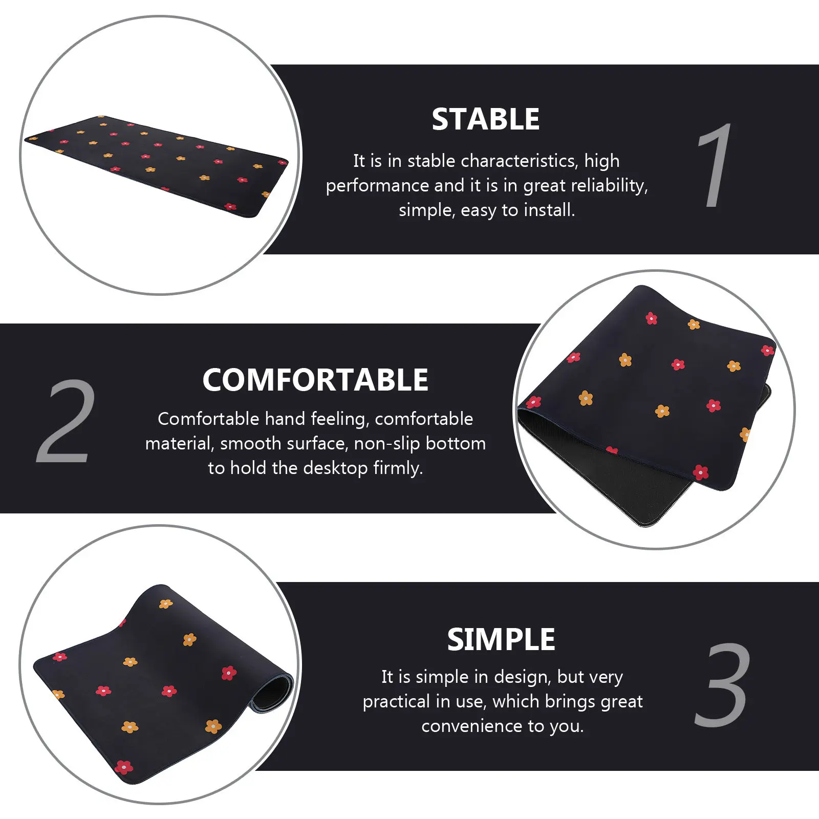 1Pcs Extended Anti-Slip Mouse Pad Rubber Cloth Gaming Mat for Office Home School Laptop Cushion Large Rectangle Mouse Mat