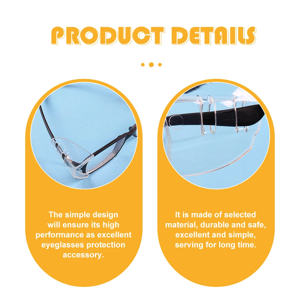 درع جانبي للنظارات مكون من 4 أزواج من واقيات TPU الشفافة وواقي جناح النظارات وإكسسوارات متينة ومريحة وخفيفة الوزن