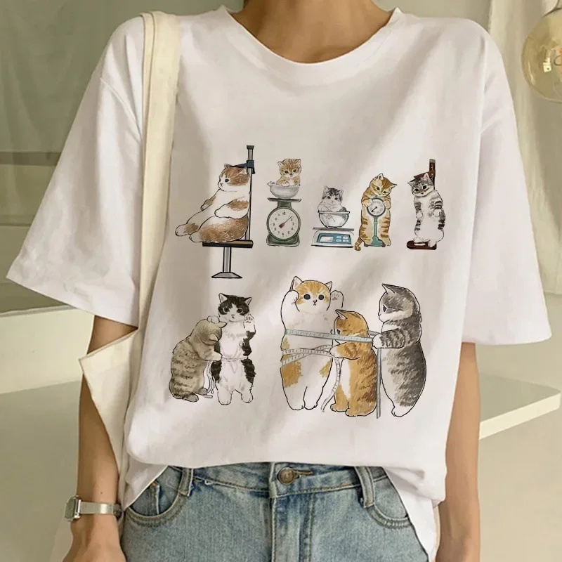 

Summer New Cute Cat Funny Cartoon T-shirt Harajuku Graphic Ulzzang Tshirt 90s Print T Shirt Fashion Aesthetic Ladies Tee shirt